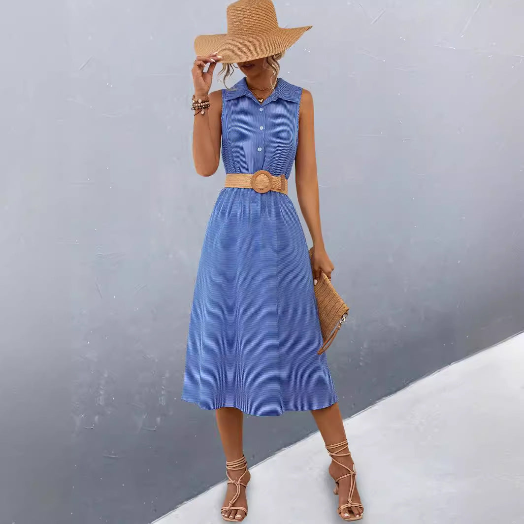 European And American Women's Clothing Button Shirt Dress