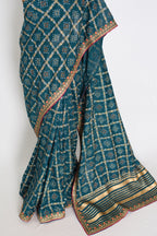 Gini | Greenish Blue Gharchola Saree| Budget-Friendly Lightweight Festive Wear