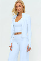 The Twirl Zip Jacket Halter Tank Top New Straight Leg Pants 3-Piece Set