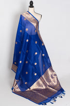 Kalpana : Royal Blue and Gold Chand Sitara Kora Organza Banarasi Saree