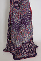 Parul | Purple Ajrakh Print Lehenga Saree with Stitched Blouse