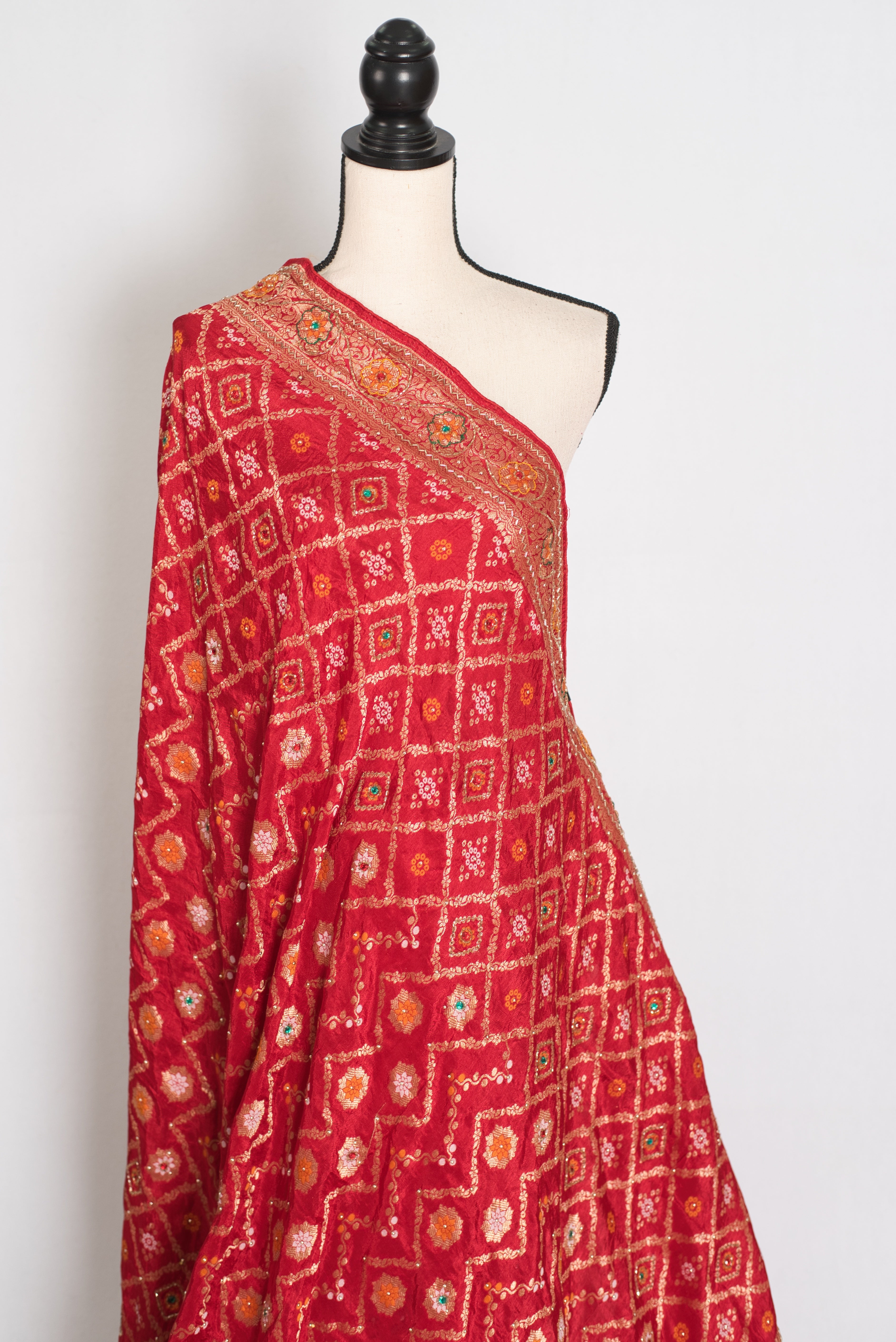 Rukhmini | Red Dola Silk Bridal Banarasi Saree | Hand Embroidery Work