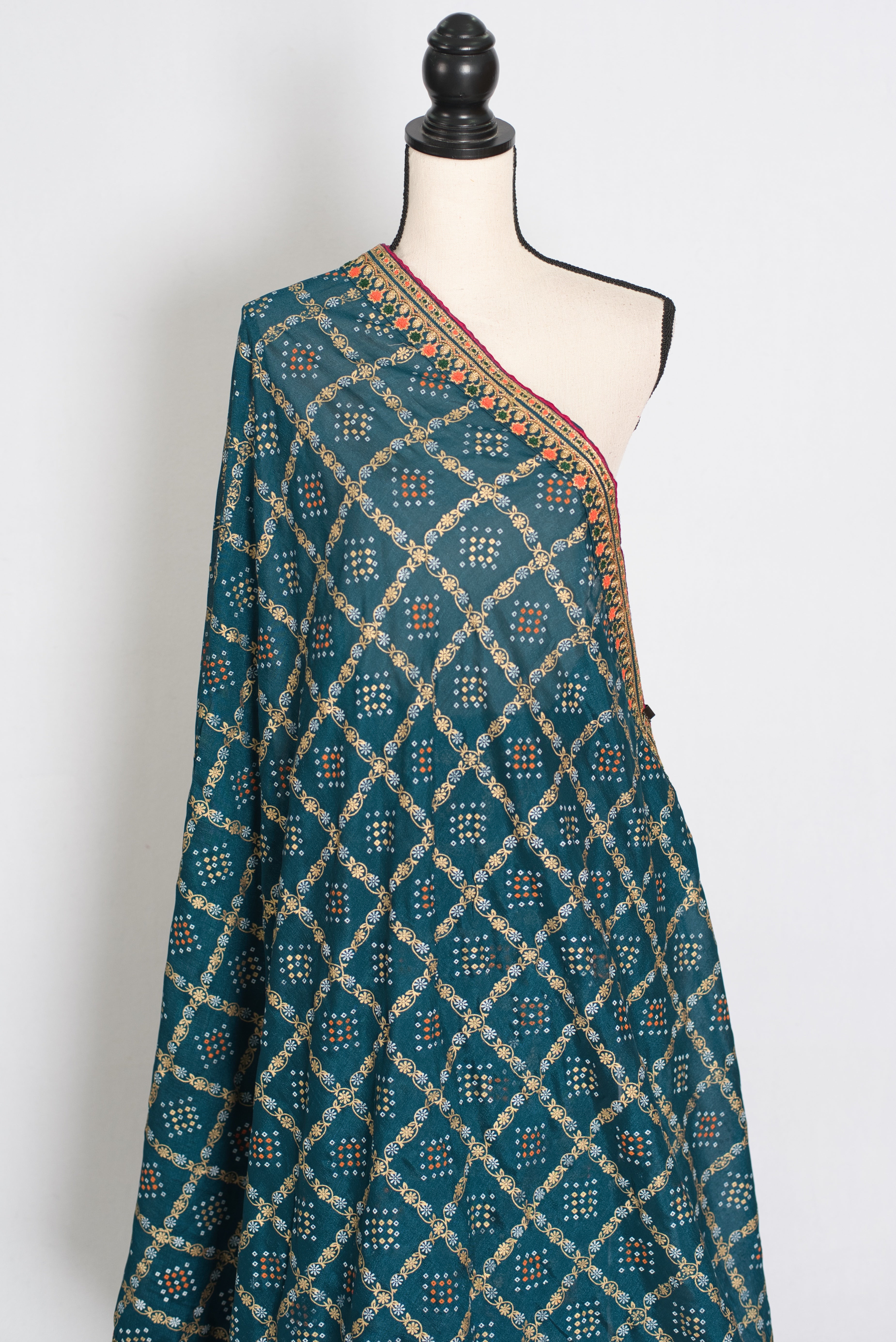 Gini | Greenish Blue Gharchola Saree| Budget-Friendly Lightweight Festive Wear