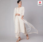 Indian Women's Traditional Printed Cotton 3-piece Clothing Set