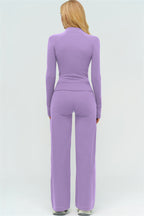 The Twirl Zip Jacket Halter Tank Top New Straight Leg Pants 3-Piece Set