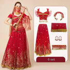 Women Festival Halloween Cosplay Belly Dance Top Dress Adult Indian Arab Jasmine Sari Fantasy Rave Bollywood Outfit Costume Suit