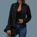 Solid Short Jacket Double Breasted Decorative Design Fashion Retro Suede Long Sleeve Outwear Tops Coat For Womens Clothing