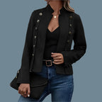 Solid Short Jacket Double Breasted Decorative Design Fashion Retro Suede Long Sleeve Outwear Tops Coat For Womens Clothing