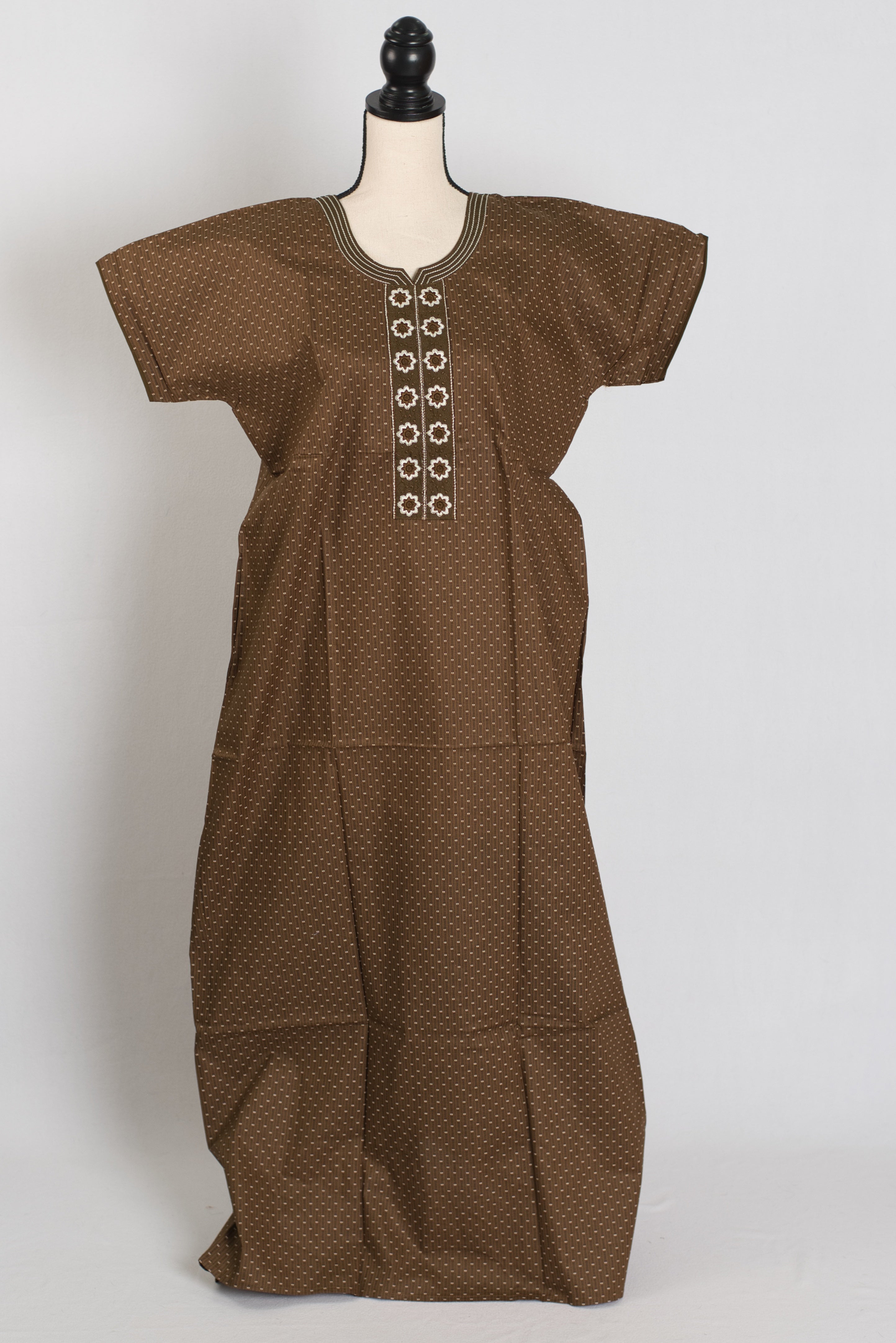 Printed Brown Pure Cotton Nightwear in Regular Size — Style D (Oct)
