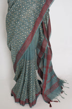 Bithi | Steel Grey Cotton Saree | Lightweight Bengali Heritage