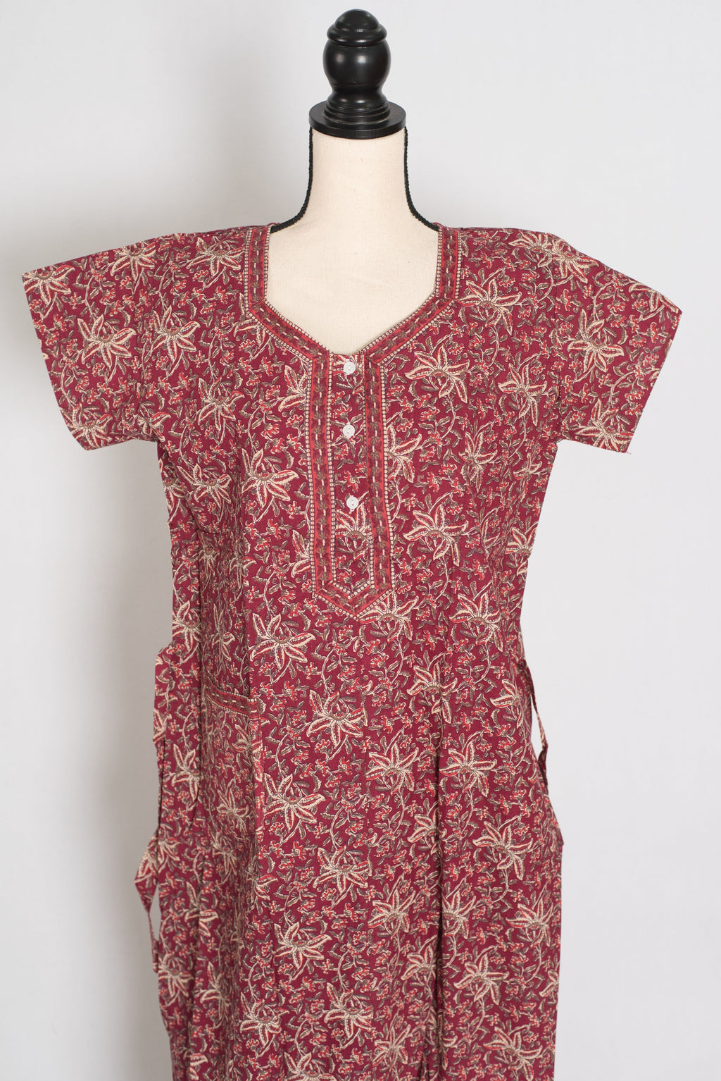 Pure Cotton Traditional Floral Block Print Nightgown