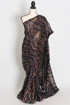 Emi | Black Sequin Cocktail Saree | Partywear with Pre-Stitched Size 38 Blouse