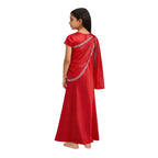 Girls Red Indian Ethnic Sequin Gown Kids Traditional Saree Dress Children Diwali Wedding Carnival Stage Performance Costume