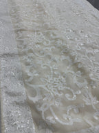Damini | Ivory White Sequin Georgette Cocktail Saree | Classic Embroidery