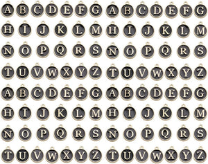 104 Pack Alphatbet Enamel Charms A-Z Letter Initial Double Side Beaded Pendants