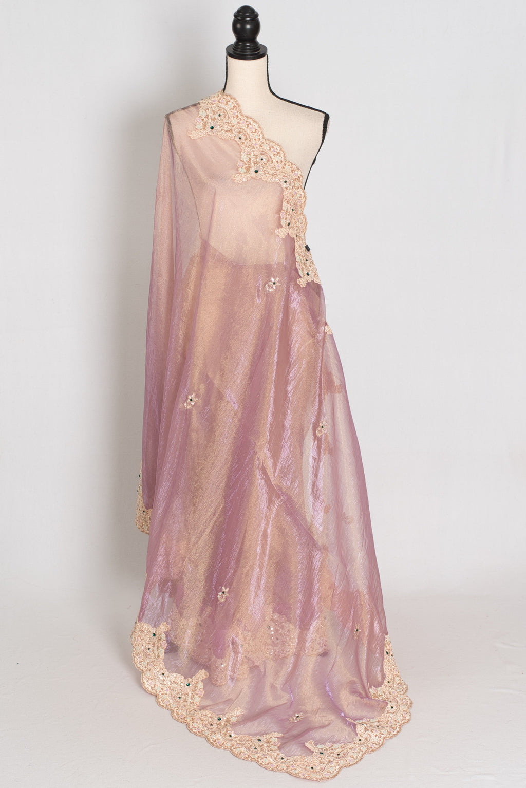 Priya | Lavender Soft Tissue Scalloped Embroidery Saree | Pastel Partywear