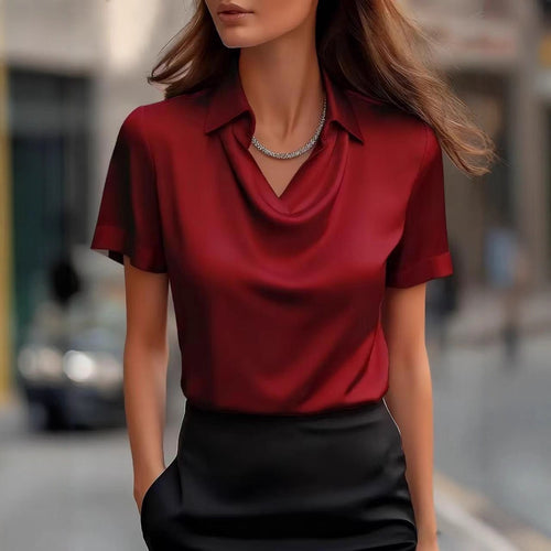 Elegant Minimalist Boat-neckline Shirt For Women