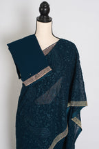 Sia | Cobalt Blue Georgette Kashmiri Embroidery Saree| Designer Cocktail Glamour