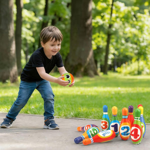 Kids Bowling Toy Set, Indoor Outdoor Activity Play Game Toys for Boy Girl, Soft 10 Foam Bowling Pins & 2 Balls, Educational Children Birthday Party Gifts