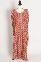 Pure Cotton Dark Red Kalamkari Printed Sleeveless Nighty in Regular Size