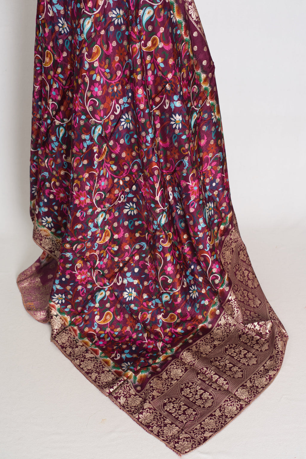 Nandini : Purple Dola Silk Printed Banarasi Dupatta