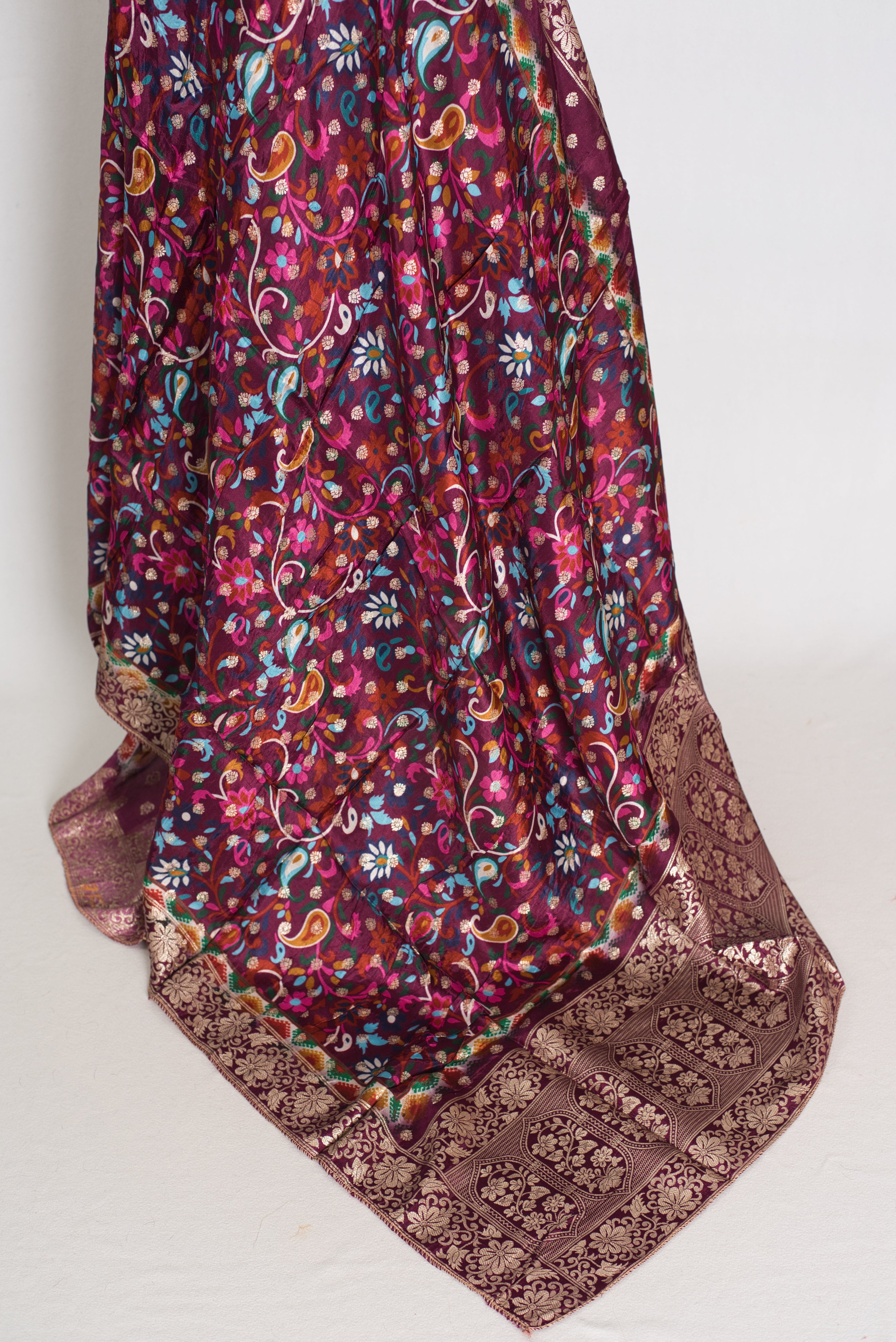 Nandini : Purple Dola Silk Printed Banarasi Dupatta