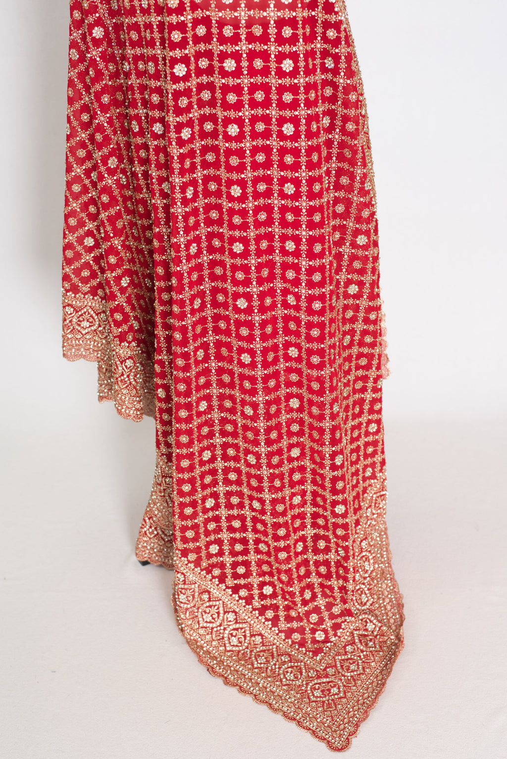 Eva | Red and Gold Georgette Bridal Saree | Royal Festive & Wedding Wear
