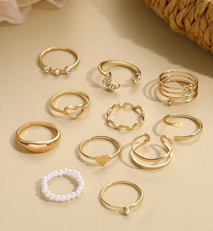 25 Pcs Gold Stackable Ring Set for Women, Chunky Knuckle Finger Midi Rings, Silver Simple Stacking Cute Rings Pack Trendy Stuff Jewelry Gift