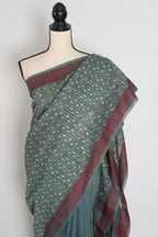 Bithi | Steel Grey Cotton Saree | Lightweight Bengali Heritage