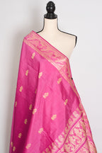 Swarna | Pink and Cream Handwoven Bishnupuri Baluchari Silk Saree