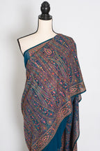 Mira | Cobalt Blue Georgette Saree | All-Over Multicolor Kashmiri Embroidery
