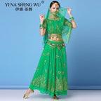 Bollywood Dress Costume Women Indian Dance Set Belly Dance Sari Clothing Belly Dance Performance Clothes Chiffon Dance Set New