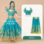 Children's Indian Princess Belly Dance Set Eastern Indian Dance Sari Girl Performance Clothing Children's Stage Costumes