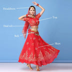Bollywood Dress Costume Women Indian Dance Set Belly Dance Sari Clothing Belly Dance Performance Clothes Chiffon Dance Set New