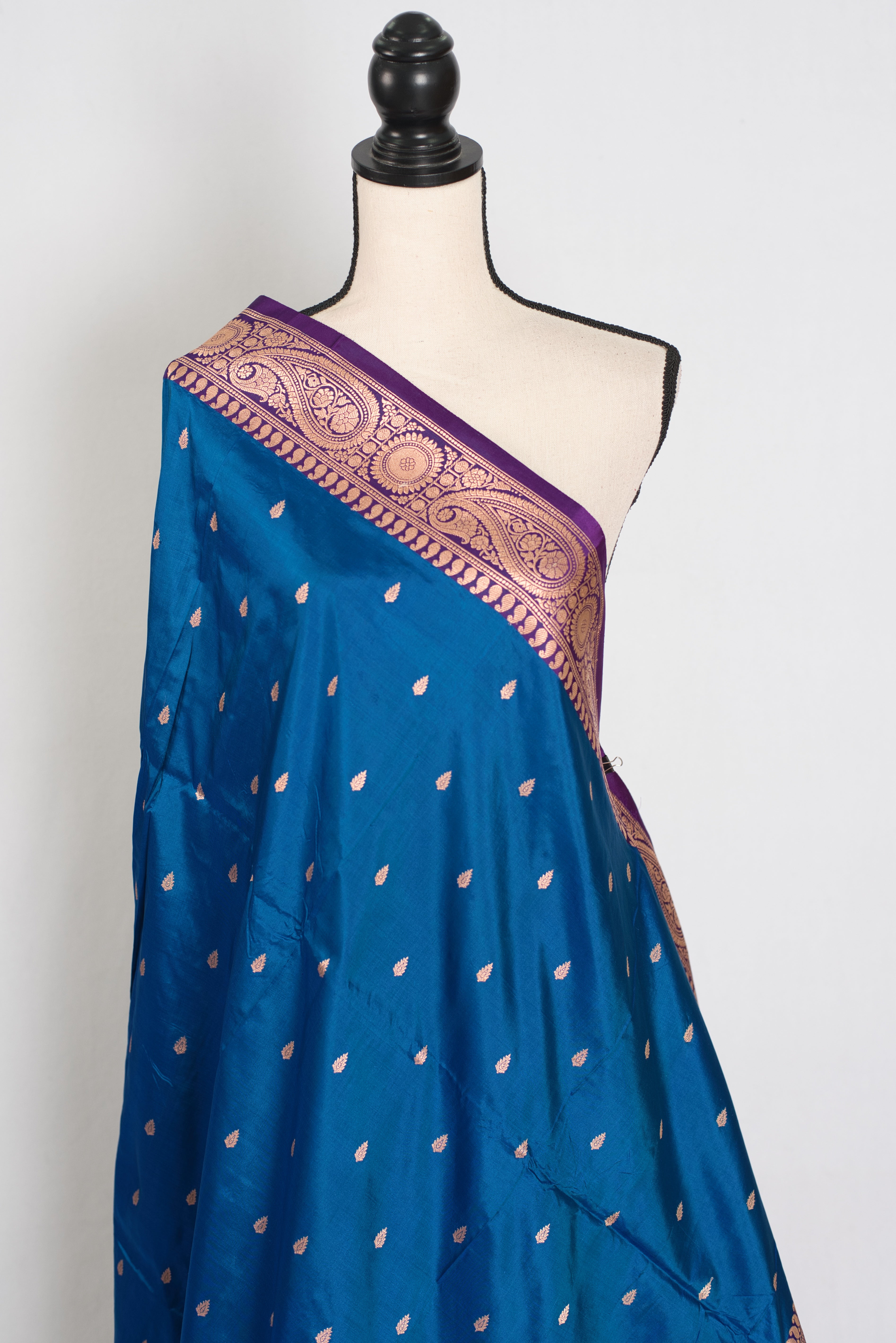Mahi | Royal Blue Pure Katan Silk Banarasi Saree with 40 Size Stitched Blouse