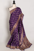 Priya : Purple and Gold Dola Silk Banarasi Saree with 40 Size Blouse