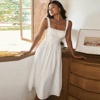 French Retro Square Collar Sling Dress