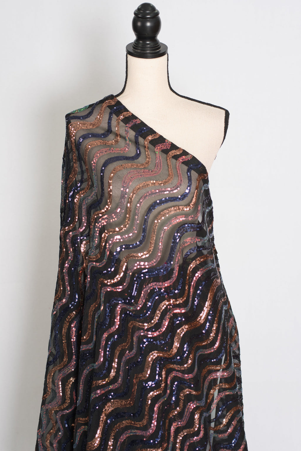Emi | Black Sequin Cocktail Saree | Partywear with Pre-Stitched Size 38 Blouse
