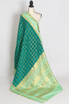 Sutra | Rama Green and Gold 110 gms Mysore Crepe Silk Saree | 38 Size Blouse