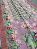 Rai | Off White & Lavender Ikkat Fusion Semi Tussar Saree