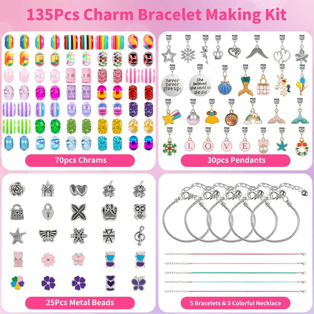 Jewelry Bracelet Making Kit for DIY Beads Charms Set Teen Gifts