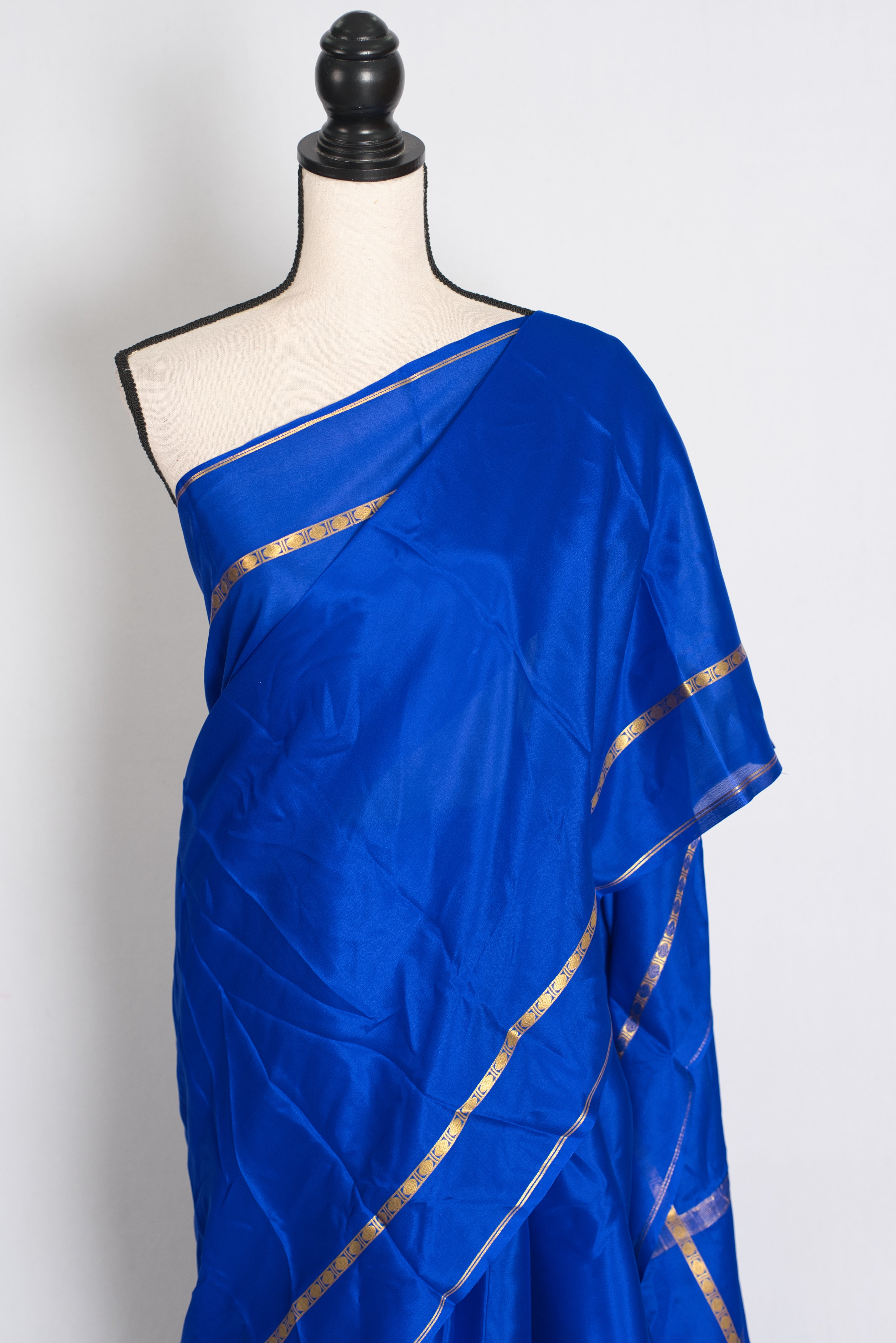 Mythili Royal Blue Pure Mysore Crepe Silk Saree – Silk Mark Certified