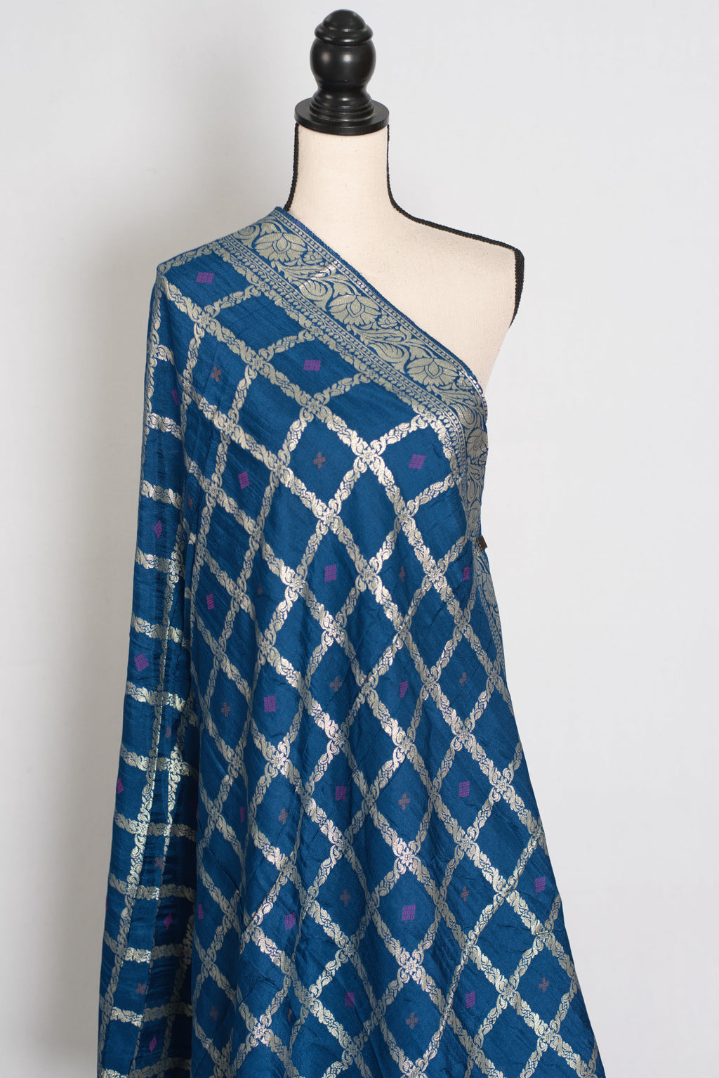 Mahi : Blue Gharchola Dola Silk Banarasi Dupatta