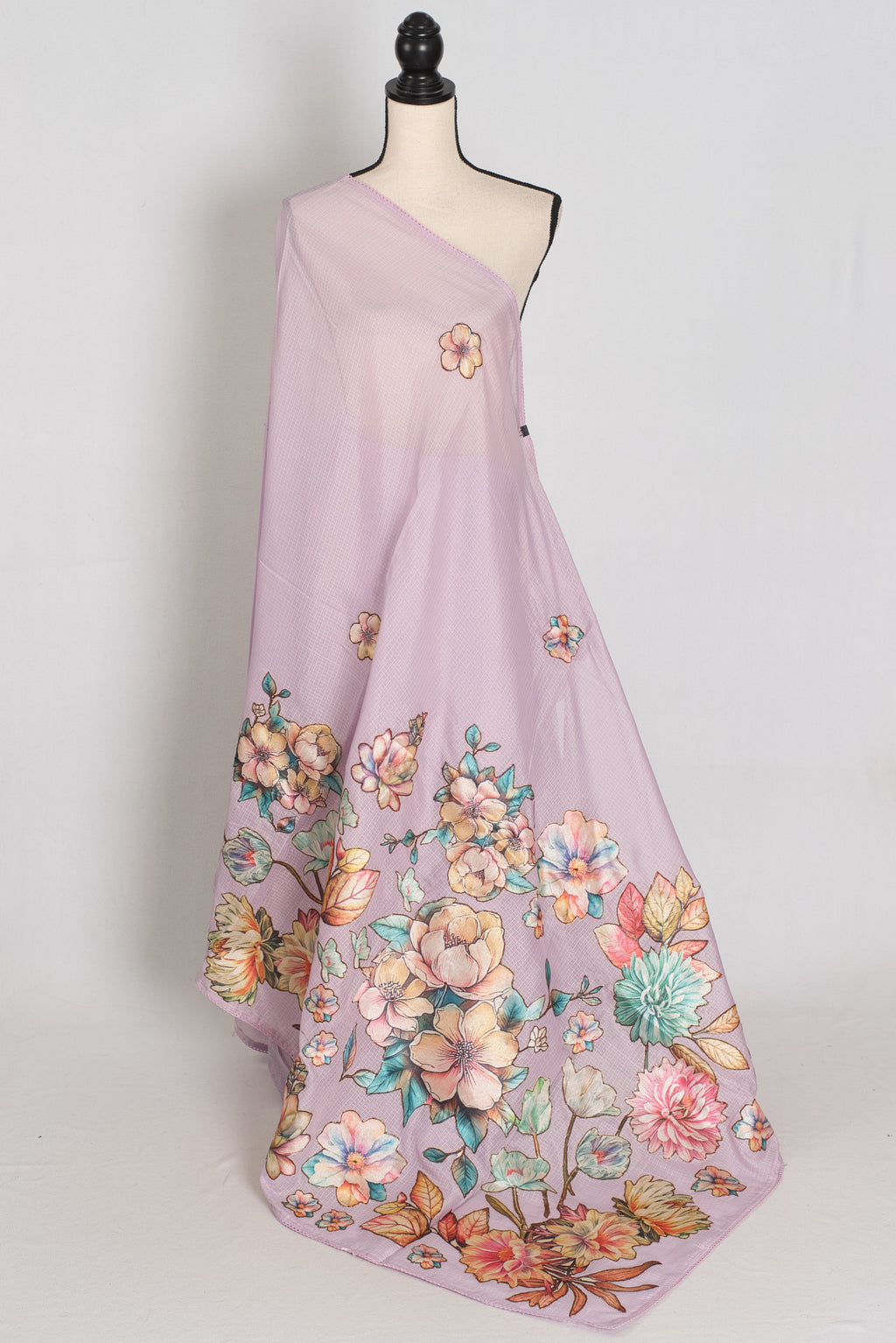 Mouli | Lavender Semi Silk Kota Saree with Designer Floral Applique Work