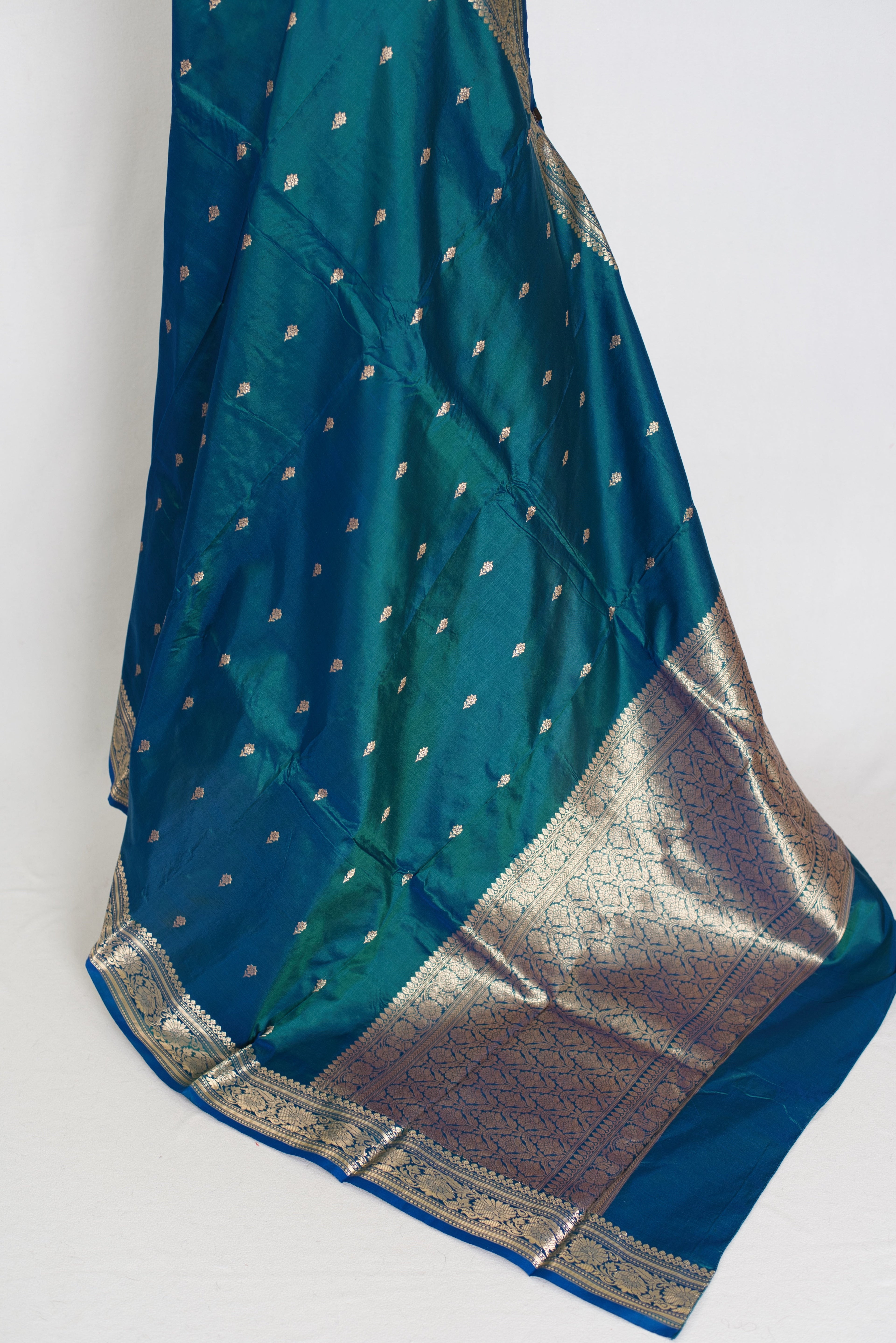 Mayuri | Peacock Blue Pure Katan Silk Banarasi Saree | Silk Mark Certified