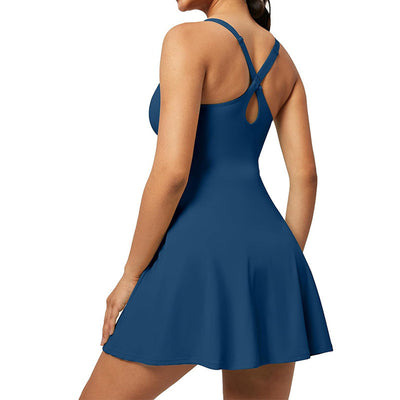 Sports Dress Strap Showing Chest Pad Anti-exposure Fitness Quick-drying Feather Tennis Skirt