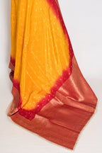Mala | Yellow & Red Dola Silk Banarasi Saree | Soft & Flowy