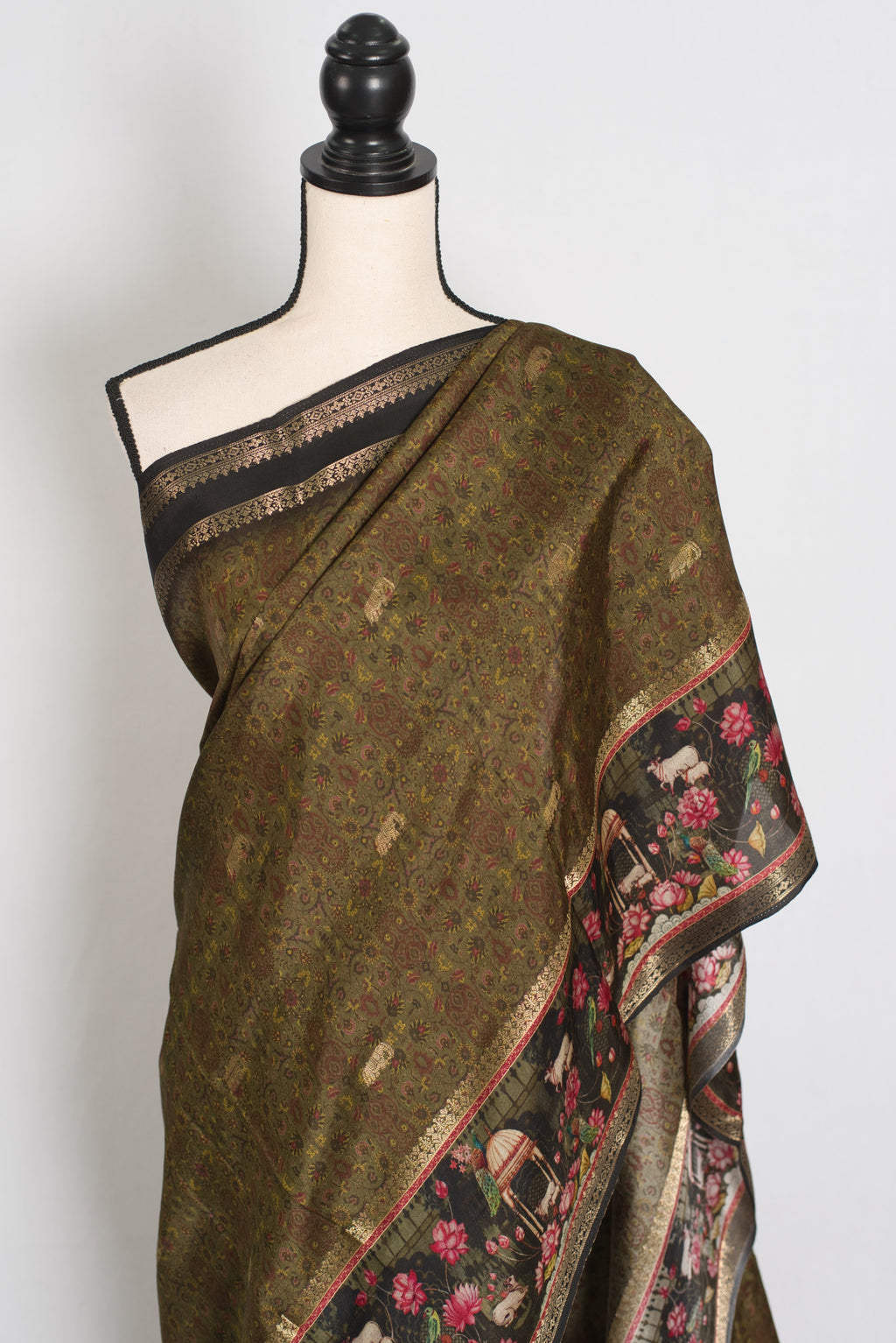 Dilshad | Henna Green Dola Silk Banarasi Saree | Perfect for Mehendi Ceremony