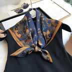 2024 Silk Scarf Scarftop Headwraps For Women Vintage Four Seasons Hair Scarve 110x110cm Hijab Foulard Bandana Femme Headscarf