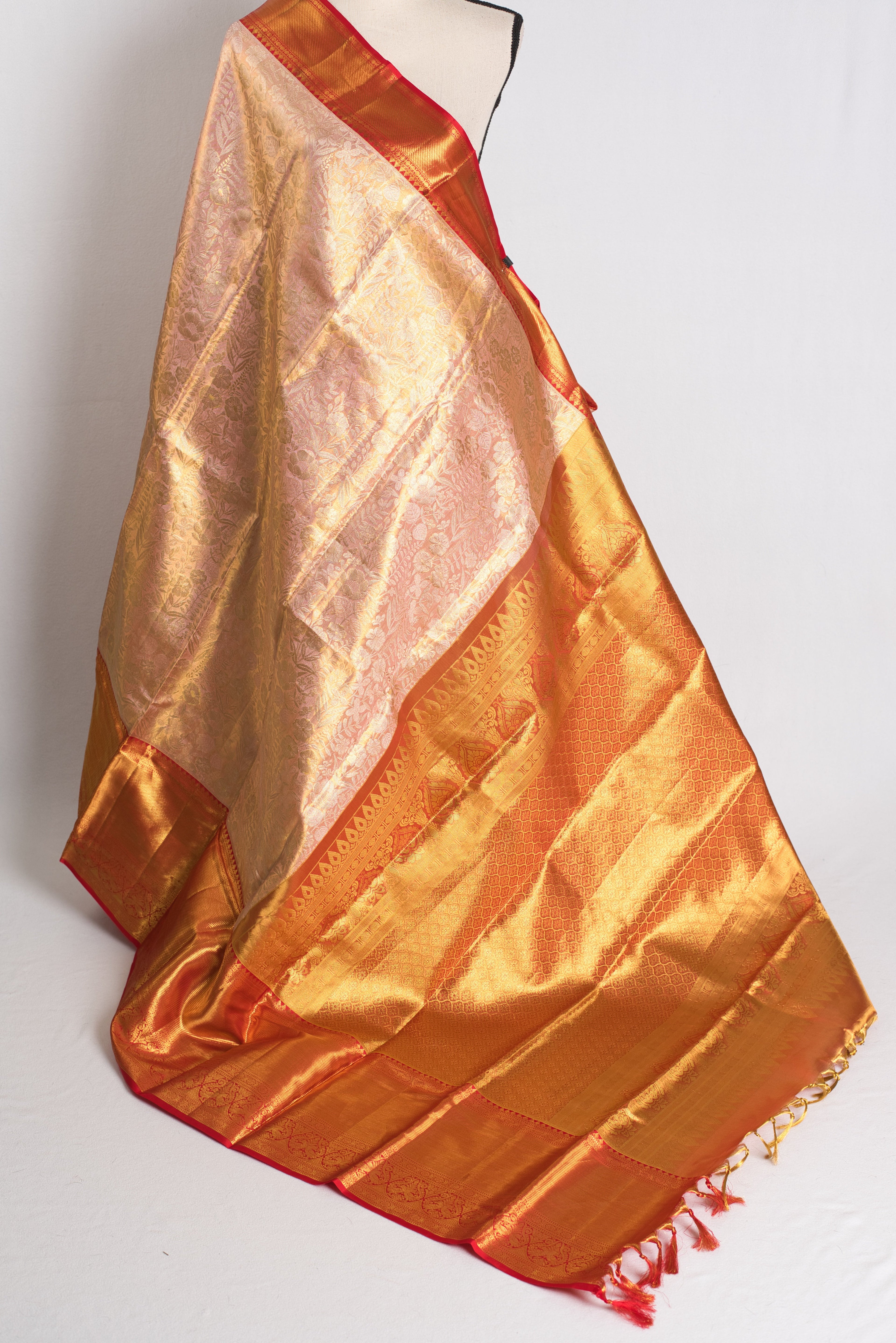 Blush Petal : Handwoven Brocade Bridal Kanjivaram Silk Saree